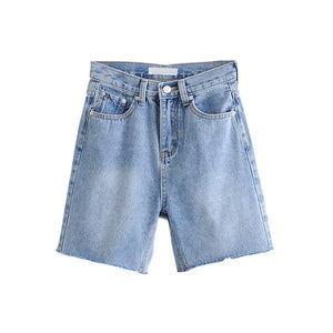 High Waist Slim Denim Shorts Bermuda