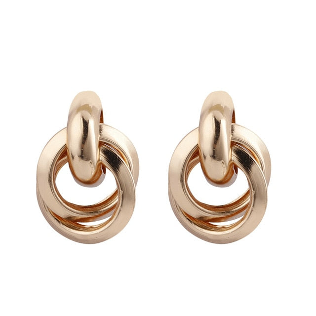 Flashbuy Gold Color Twist Alloy Drop Earrings