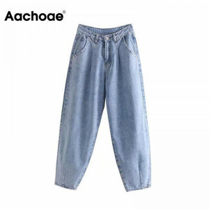 Aachoae Women Blue Harem Jeans